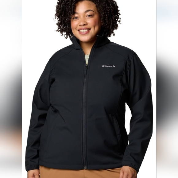 Columbia Softshell Black Jacket Zipper Pockets - Picture 1 of 10